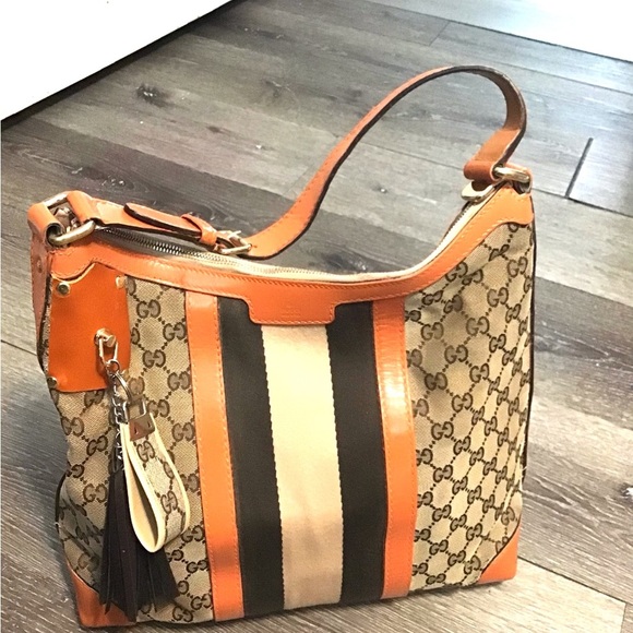 GUCCI Hobo GG Canvas Leather Orange - Picture 1 of 15